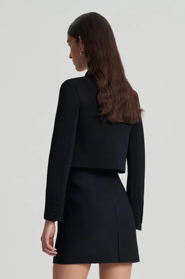 Jackets Women Scanlan Theodore CREPE KNIT CROP BUTTON JACKET Black Jackets Women Scanlan Theodore CREPE KNIT CROP BUTTON JACKET Black