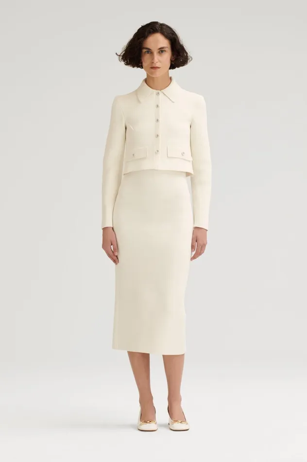 Jackets Women Scanlan Theodore CREPE KNIT CROP BUTTON JACKET Cream
