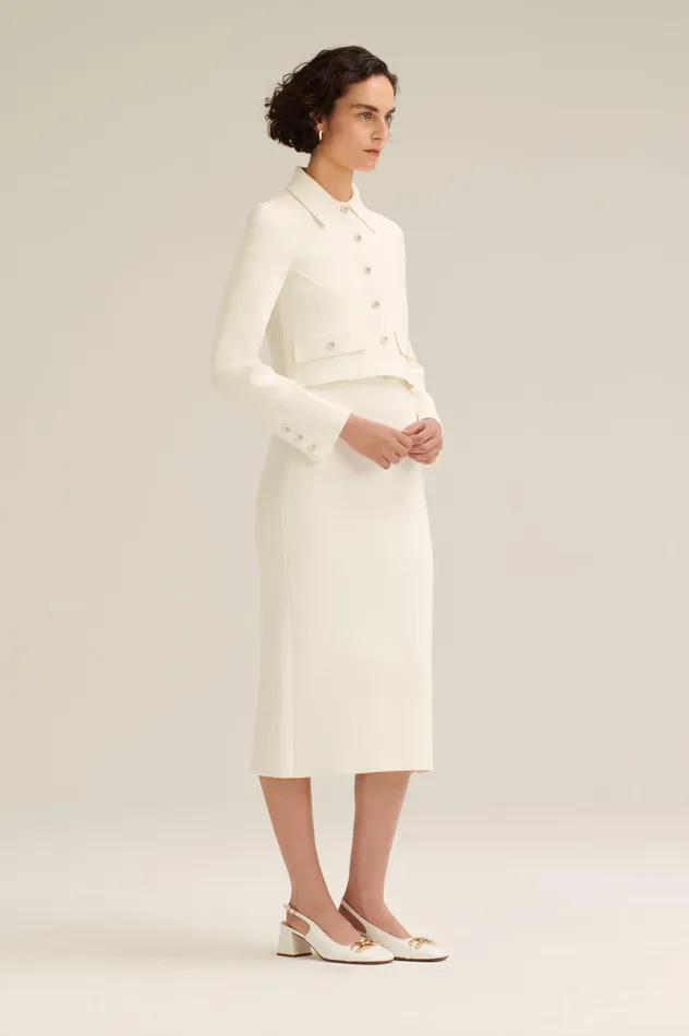 Jackets Women Scanlan Theodore CREPE KNIT CROP BUTTON JACKET Cream Jackets Women Scanlan Theodore CREPE KNIT CROP BUTTON JACKET Cream