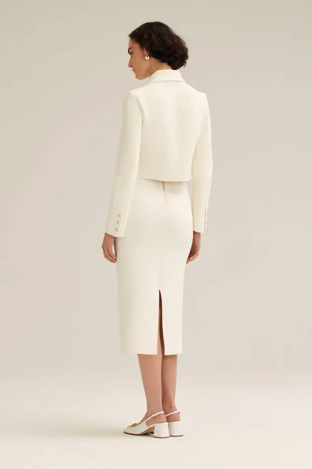 Jackets Women Scanlan Theodore CREPE KNIT CROP BUTTON JACKET Cream Jackets Women Scanlan Theodore CREPE KNIT CROP BUTTON JACKET Cream