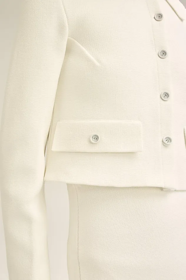 Jackets Women Scanlan Theodore CREPE KNIT CROP BUTTON JACKET Cream Jackets Women Scanlan Theodore CREPE KNIT CROP BUTTON JACKET Cream
