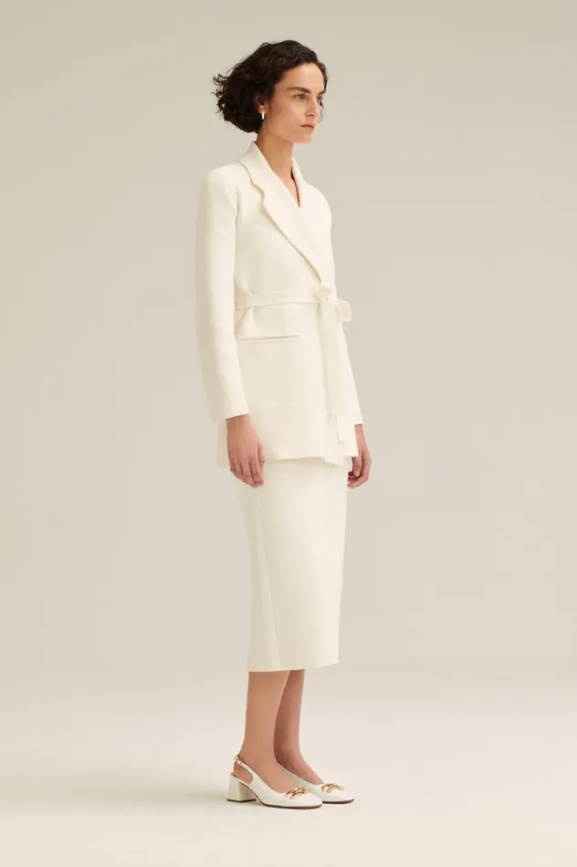 Jackets Women Scanlan Theodore CREPE KNIT LOOSE TAILORED JACKET Cream Jackets Women Scanlan Theodore CREPE KNIT LOOSE TAILORED JACKET Cream