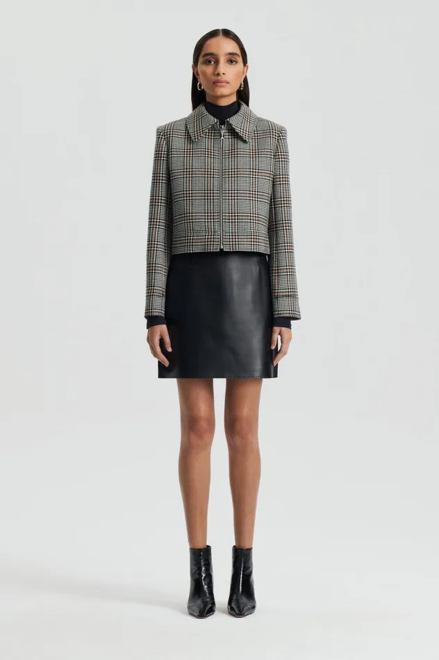 Jackets Women Scanlan Theodore PLAID ZIP JACKET Blackwhite