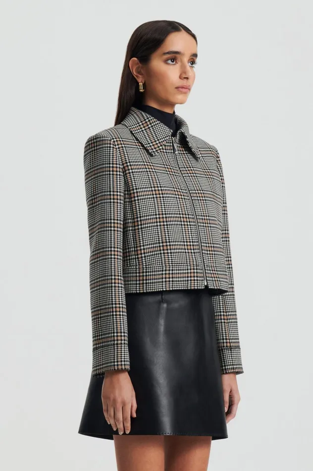 Jackets Women Scanlan Theodore PLAID ZIP JACKET Blackwhite Jackets Women Scanlan Theodore PLAID ZIP JACKET Blackwhite