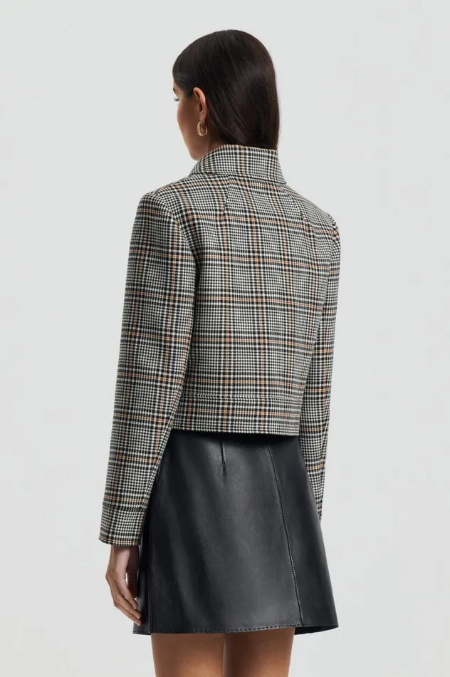 Jackets Women Scanlan Theodore PLAID ZIP JACKET Blackwhite Jackets Women Scanlan Theodore PLAID ZIP JACKET Blackwhite
