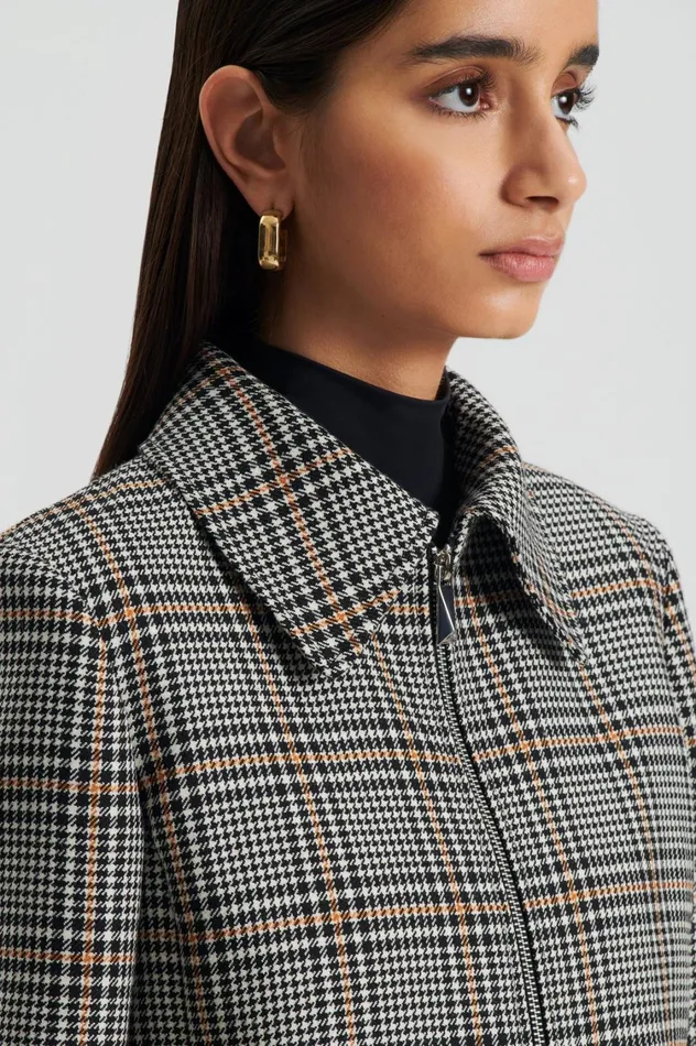 Jackets Women Scanlan Theodore PLAID ZIP JACKET Blackwhite Jackets Women Scanlan Theodore PLAID ZIP JACKET Blackwhite