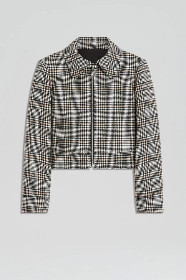 Jackets Women Scanlan Theodore PLAID ZIP JACKET Blackwhite Jackets Women Scanlan Theodore PLAID ZIP JACKET Blackwhite