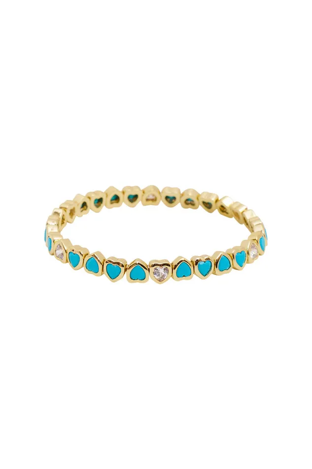 Jewelry Women LoveShackFancy Erin Wachs Small Heart Stretch Bracelet Blue