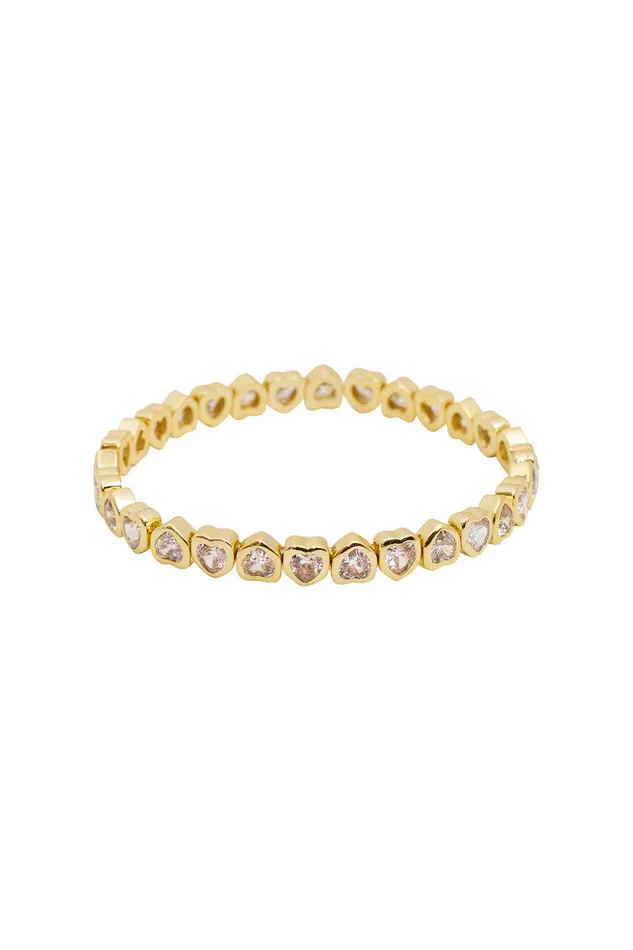 Jewelry Women LoveShackFancy Erin Wachs Small Heart Stretch Bracelet Gold