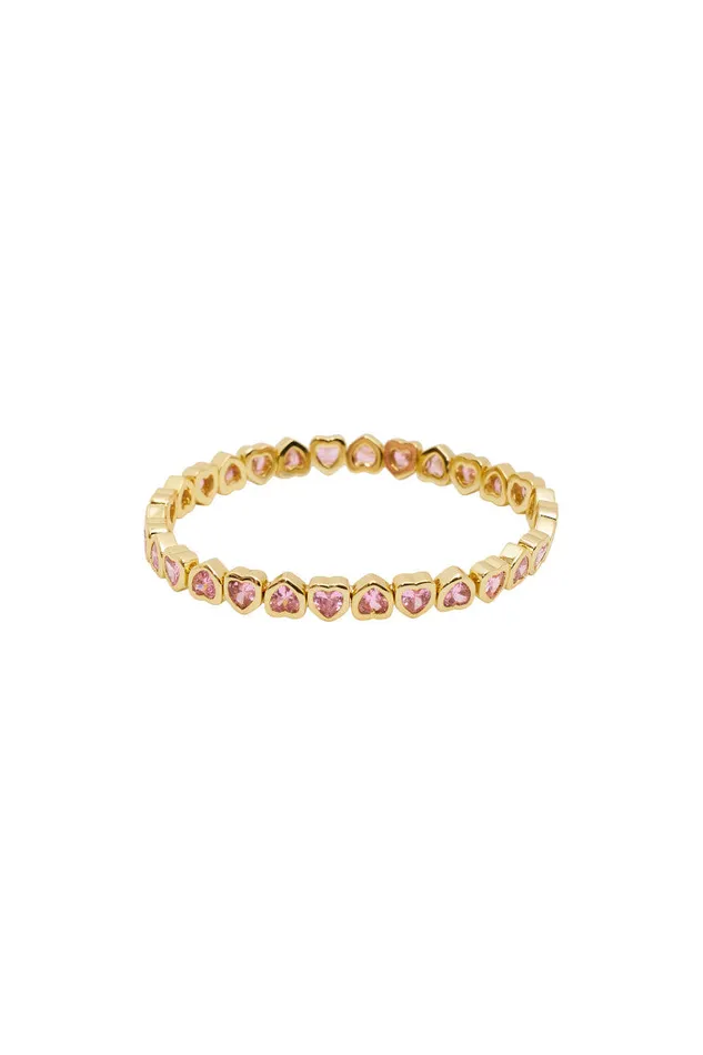 Jewelry Women LoveShackFancy Erin Wachs Small Heart Stretch Bracelet Gold