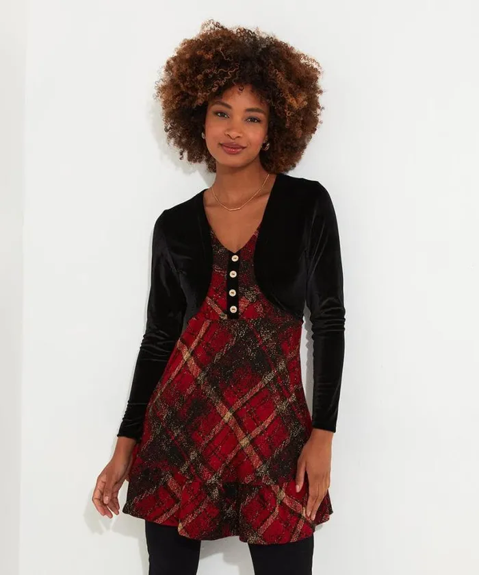 Joe Browns Dresses Women Charming Check Tunic Red