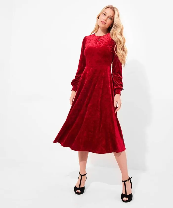 Joe Browns Dresses Women Stella Velour Dress Red