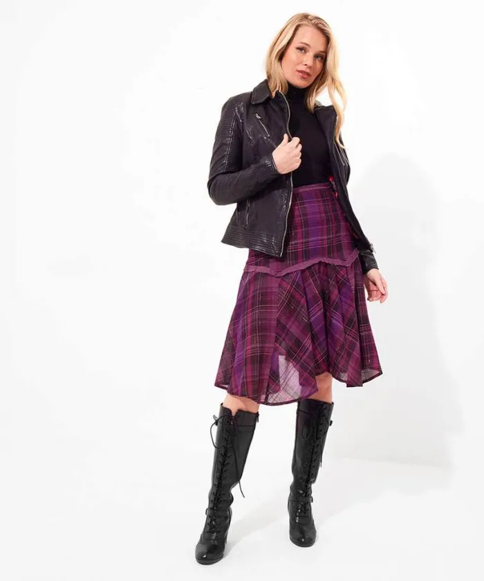 Joe Browns Skirts Women Charming Check Skirt Purple Joe Browns Skirts Women Charming Check Skirt Purple