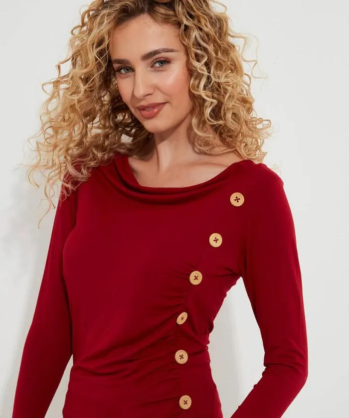 Joe Browns Tops Tunics and Blouses Women Betsey Button Detail Jersey Top Berry Joe Browns Tops Tunics and Blouses Women Betsey Button Detail Jersey Top Berry