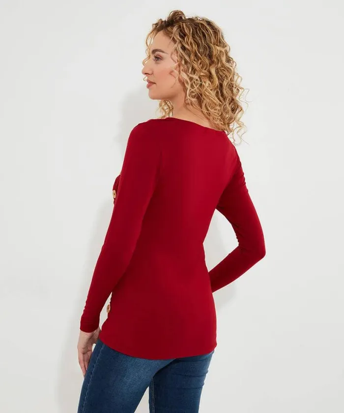 Joe Browns Tops Tunics and Blouses Women Betsey Button Detail Jersey Top Berry Joe Browns Tops Tunics and Blouses Women Betsey Button Detail Jersey Top Berry