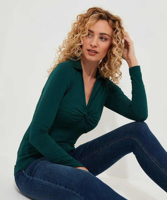 Joe Browns Tops Tunics and Blouses Women Forest Twist Front Top Forest Green