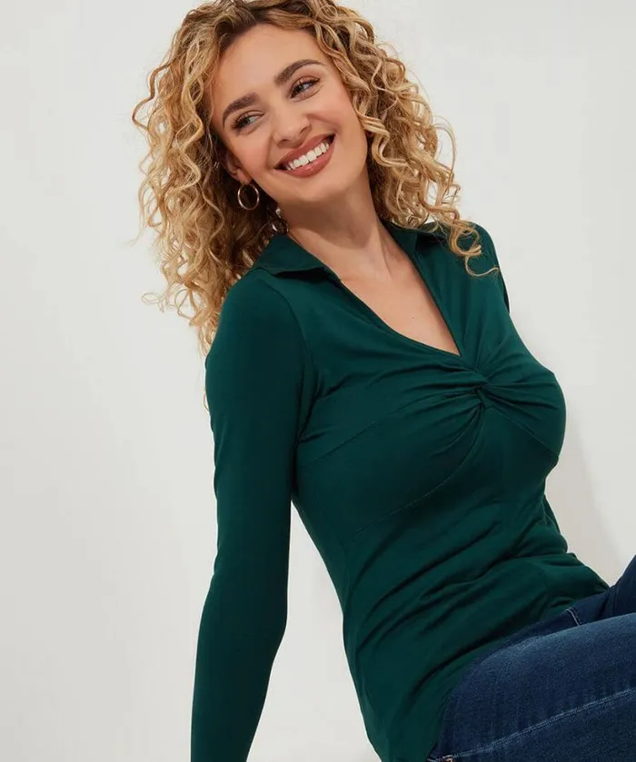 Joe Browns Tops Tunics and Blouses Women Forest Twist Front Top Forest Green Joe Browns Tops Tunics and Blouses Women Forest Twist Front Top Forest Green