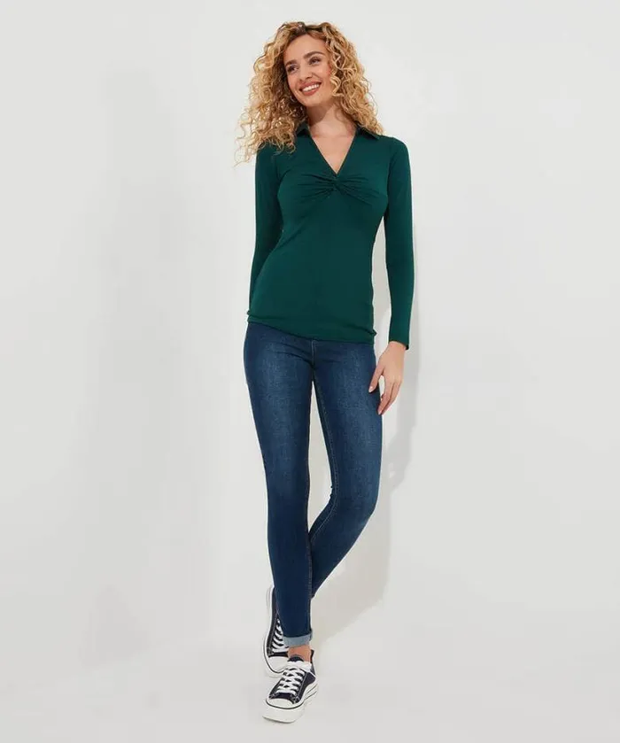 Joe Browns Tops Tunics and Blouses Women Forest Twist Front Top Forest Green Joe Browns Tops Tunics and Blouses Women Forest Twist Front Top Forest Green