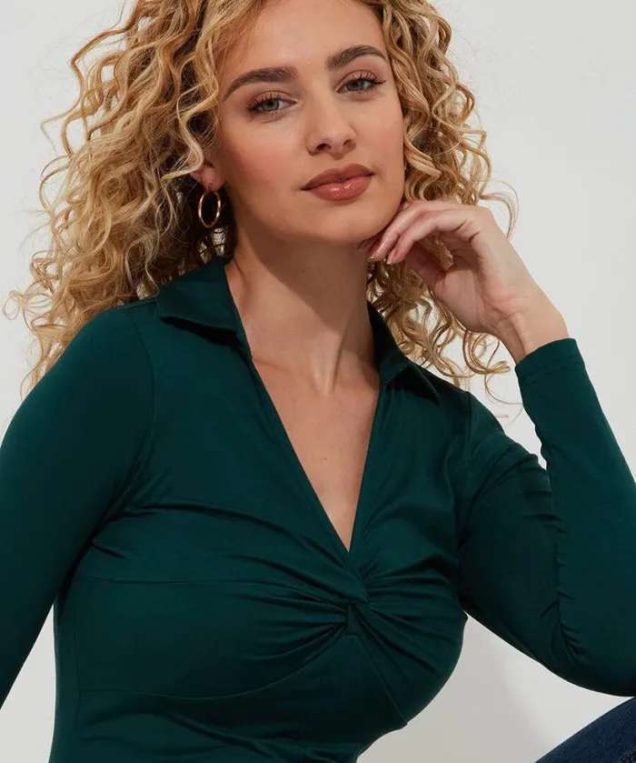 Joe Browns Tops Tunics and Blouses Women Forest Twist Front Top Forest Green Joe Browns Tops Tunics and Blouses Women Forest Twist Front Top Forest Green