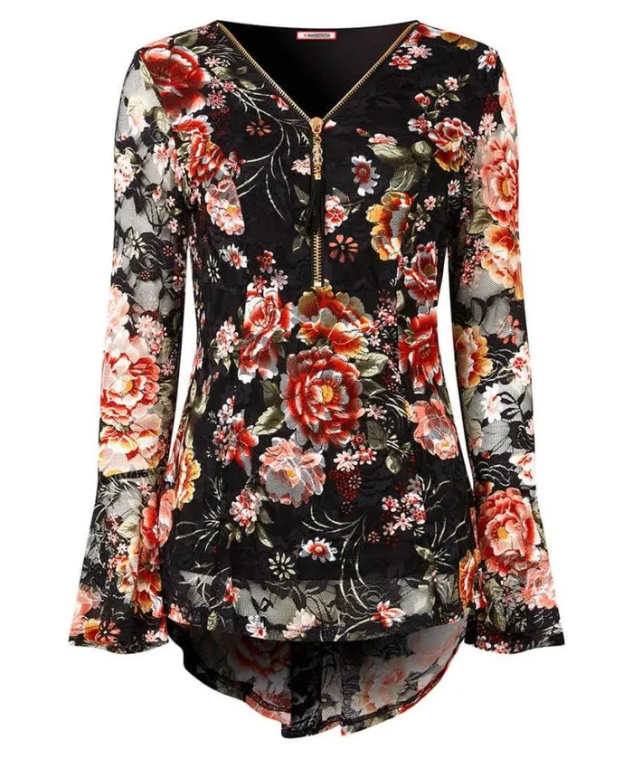 Joe Browns Tops Tunics and Blouses Women Macy Lace Zip Top Black Joe Browns Tops Tunics and Blouses Women Macy Lace Zip Top Black