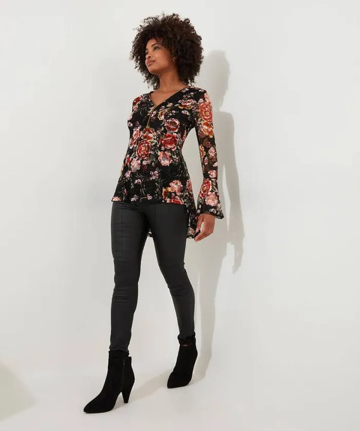 Joe Browns Tops Tunics and Blouses Women Macy Lace Zip Top Black Joe Browns Tops Tunics and Blouses Women Macy Lace Zip Top Black
