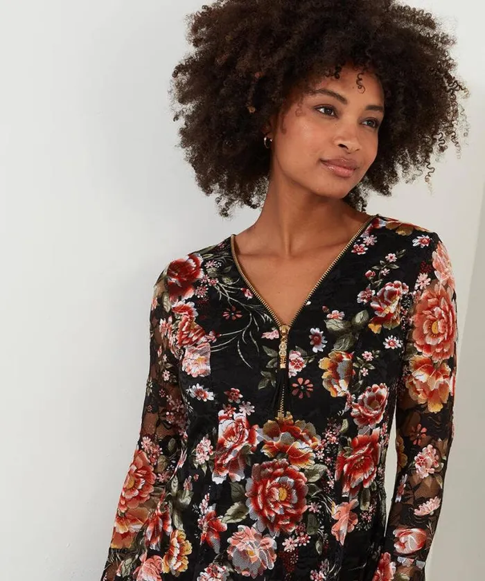Joe Browns Tops Tunics and Blouses Women Macy Lace Zip Top Black Joe Browns Tops Tunics and Blouses Women Macy Lace Zip Top Black