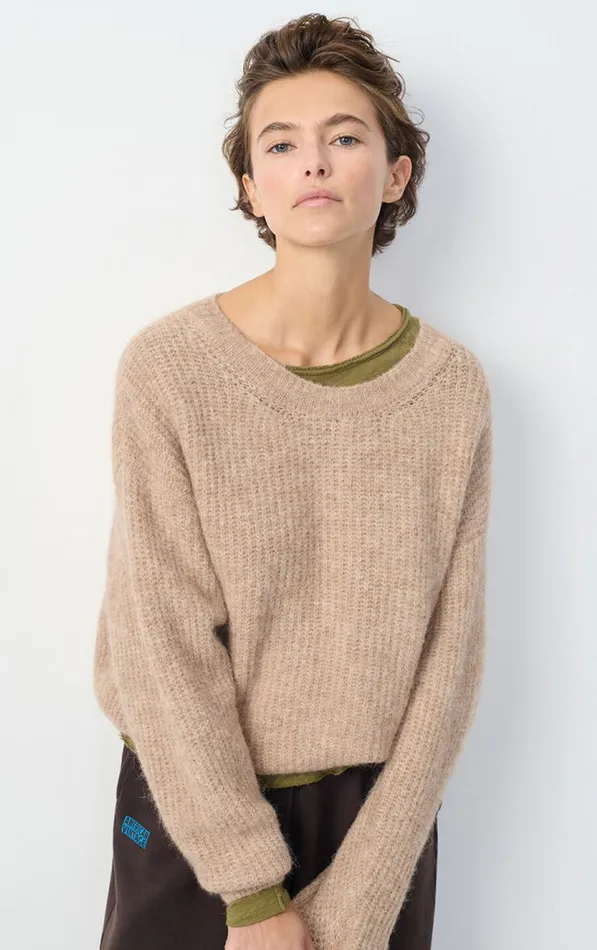 Jumper East Melange Beige Women American Vintage Jumpers and Cardigans