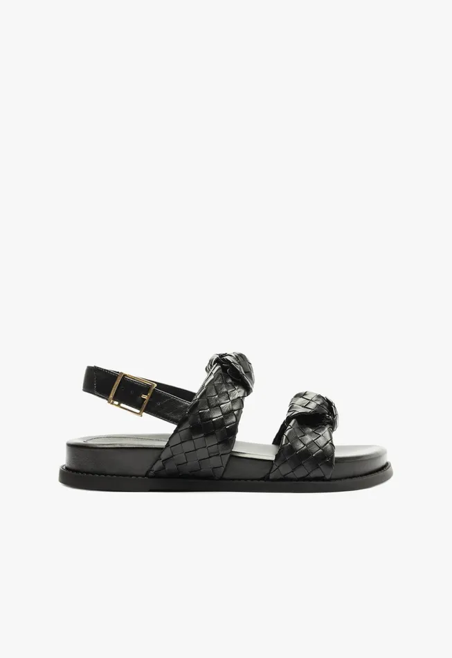 Kareena Knot Sporty Sandal Black Women Schutz Shoes Flats