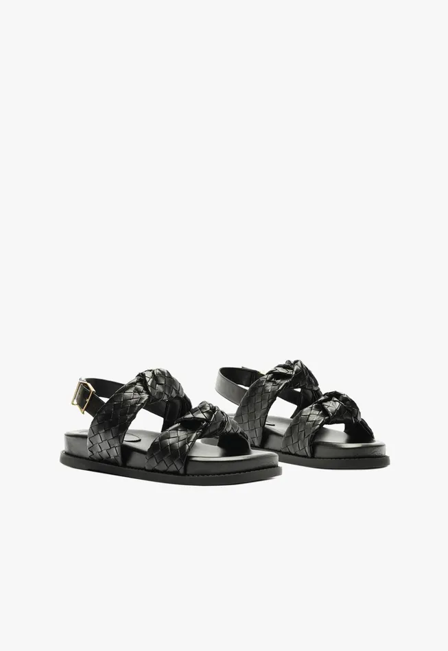 Kareena Knot Sporty Sandal Black Women Schutz Shoes Flats