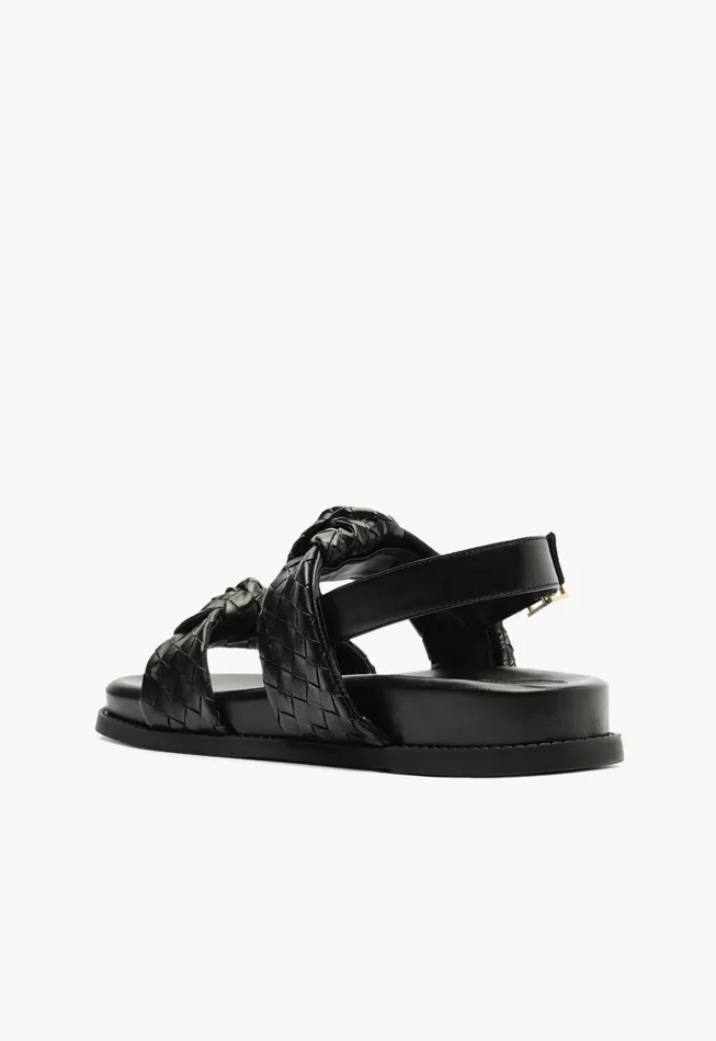 Kareena Knot Sporty Sandal Black Women Schutz Shoes Flats