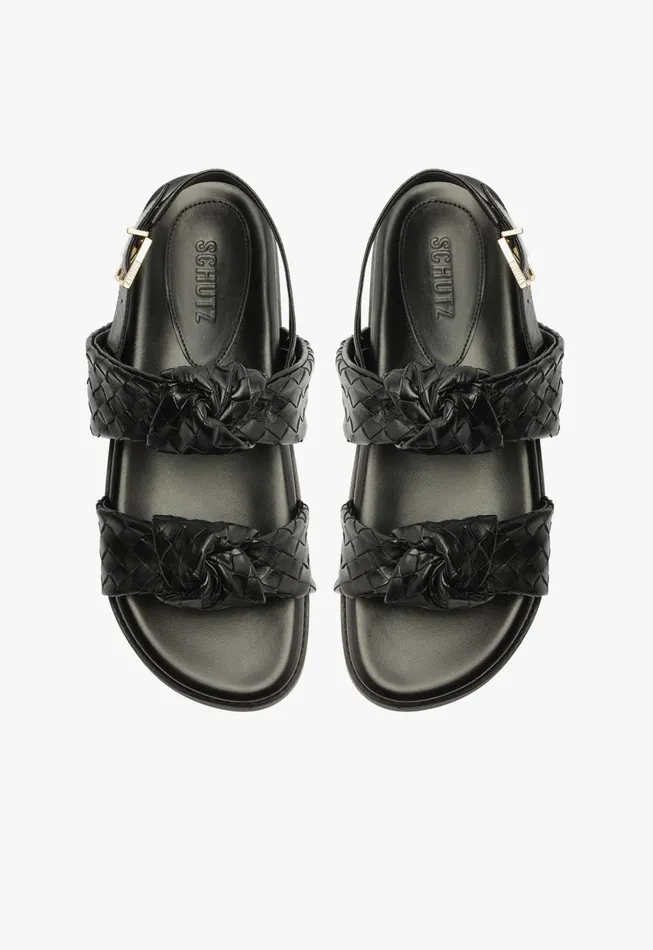 Kareena Knot Sporty Sandal Black Women Schutz Shoes Flats
