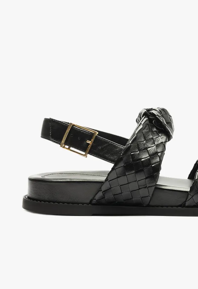 Kareena Knot Sporty Sandal Black Women Schutz Shoes Flats