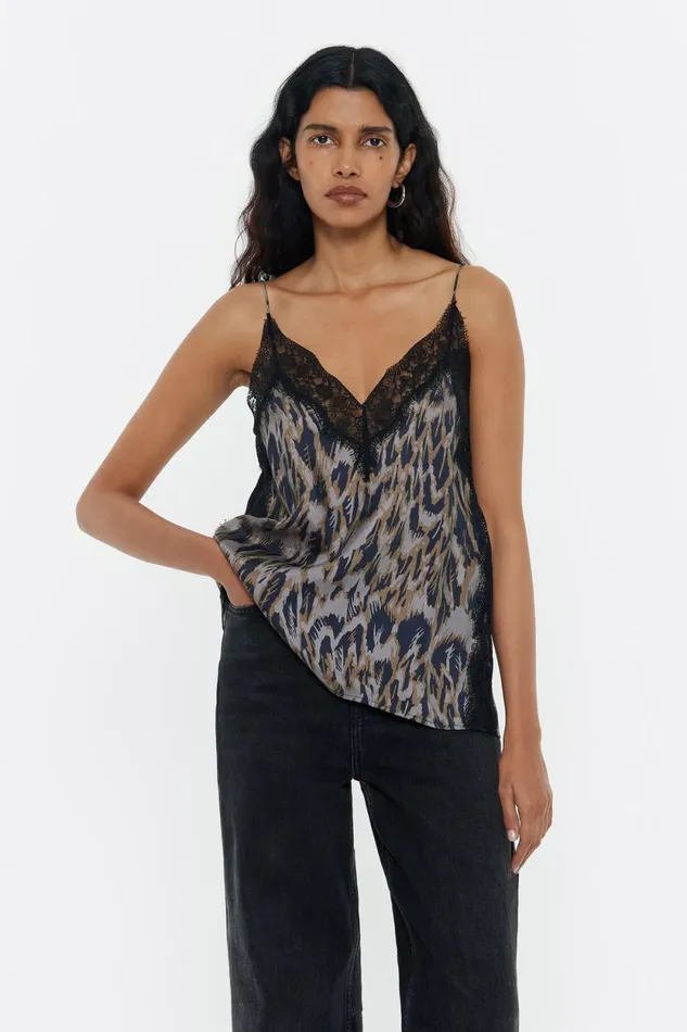 Khaki Plumancha Strappy Top Plumancha Khaki Women Bimba Y Lola Shirts