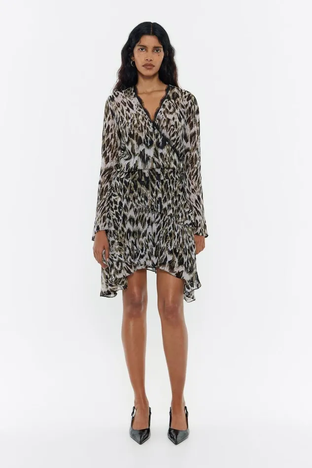 Khaki Plumancha Tiered Mini Dress Plumancha Khaki Women Bimba Y Lola Dresses And Jumpsuits