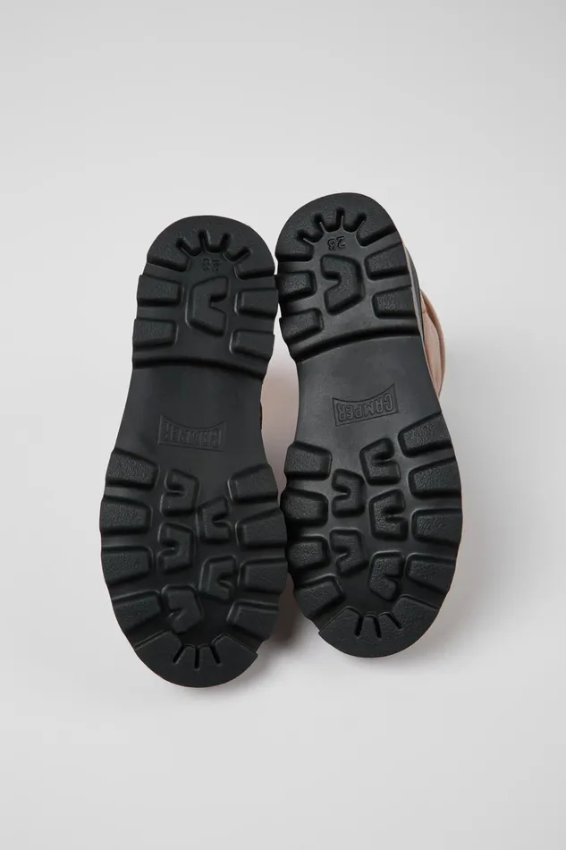 Kids Brutus Brown Leather And Nubuck Laceup Boots Camper Boots Kids Brutus Brown Leather And Nubuck Laceup Boots Camper Boots