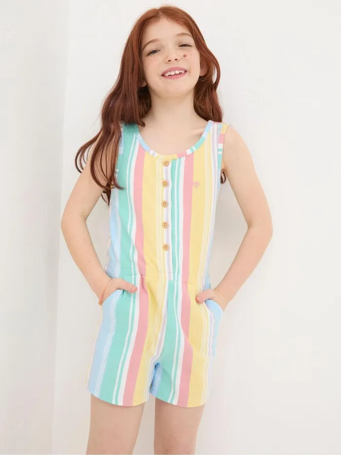 Kids Jumpsuits and Playsuits Fat Face Evie Blue Stripe Playsuit
