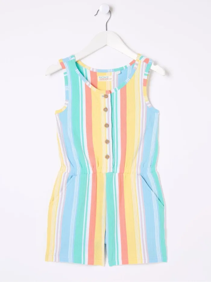 Kids Jumpsuits and Playsuits Fat Face Evie Blue Stripe Playsuit