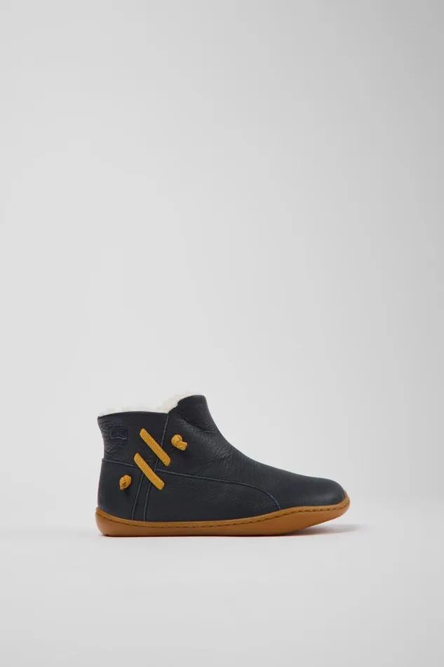 Kids Peu Navy Blue Leather Ankle Boots Camper Boots Kids Peu Navy Blue Leather Ankle Boots Camper Boots