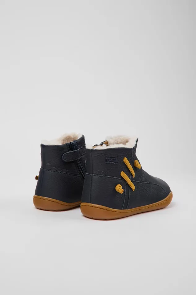 Kids Peu Navy Blue Leather Ankle Boots Camper Boots Kids Peu Navy Blue Leather Ankle Boots Camper Boots