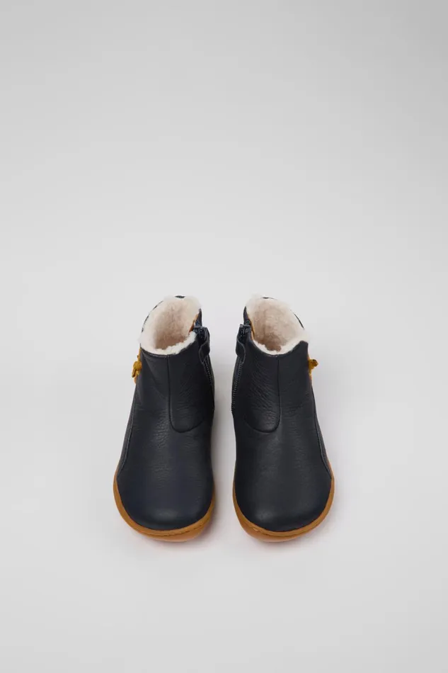Kids Peu Navy Blue Leather Ankle Boots Camper Boots Kids Peu Navy Blue Leather Ankle Boots Camper Boots