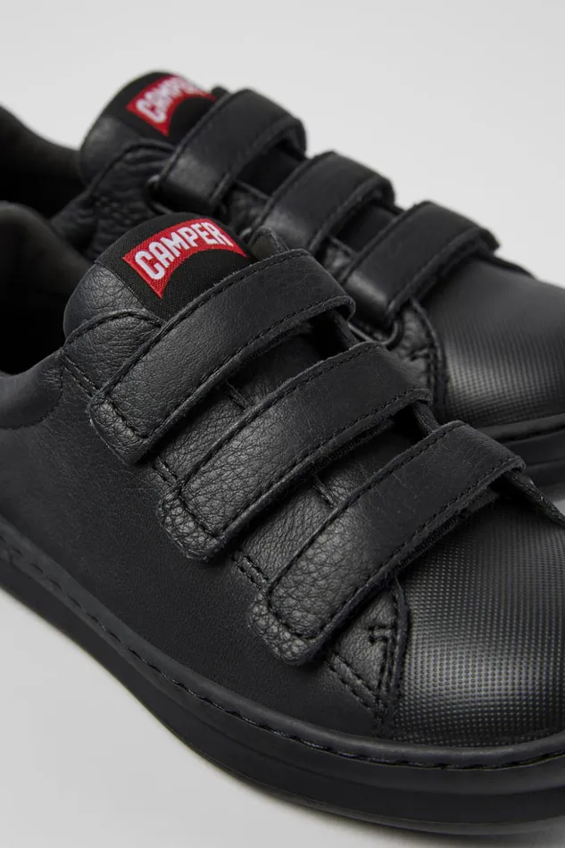 Kids Runner Black Leather And Textile Sneakers For Kids Camper Sneakers