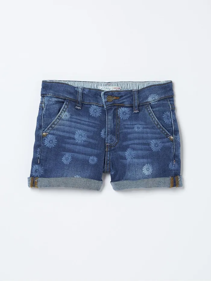 Kids Shorts Fat Face Blue Laser Print Denim Shorts