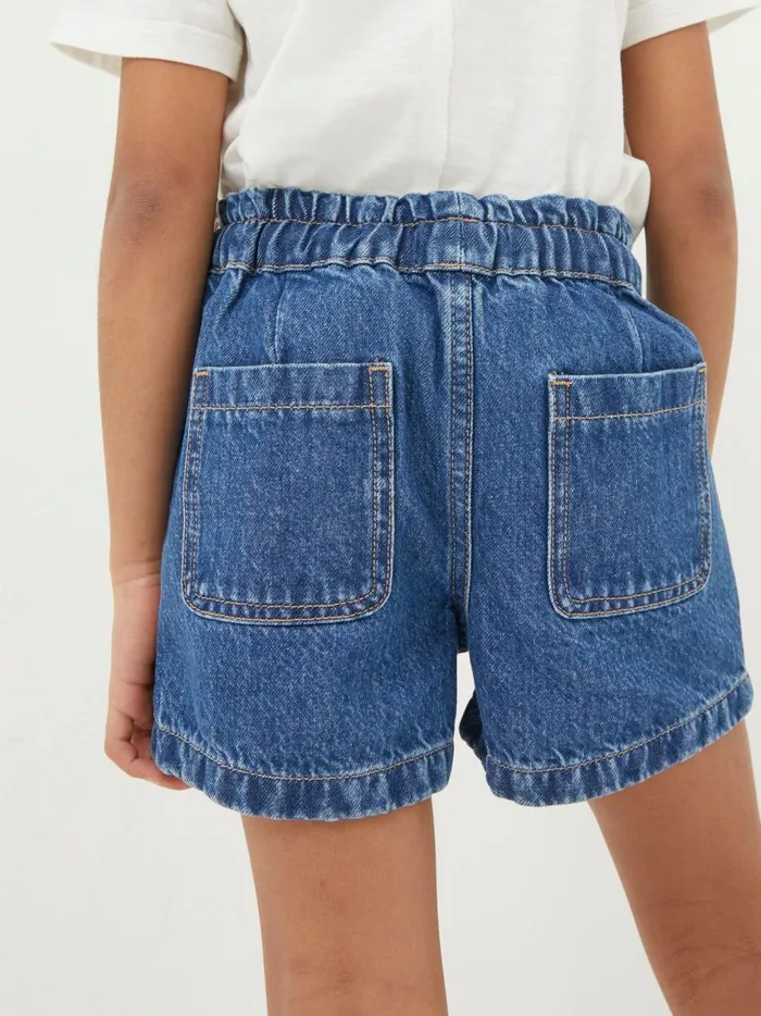 Kids Shorts Fat Face Blue Paperbag Denim Shorts