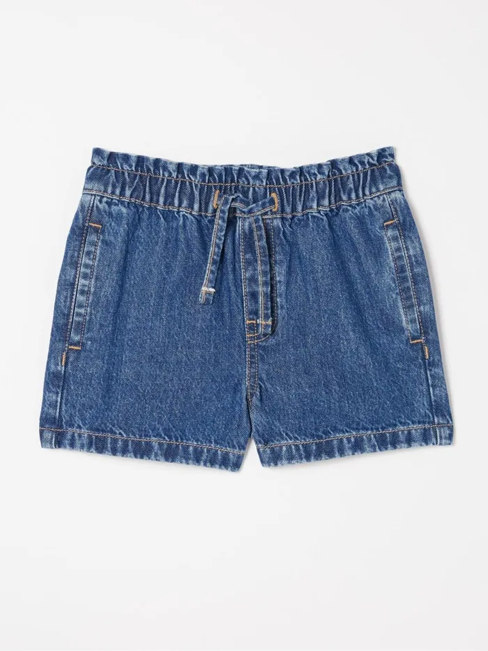 Kids Shorts Fat Face Blue Paperbag Denim Shorts