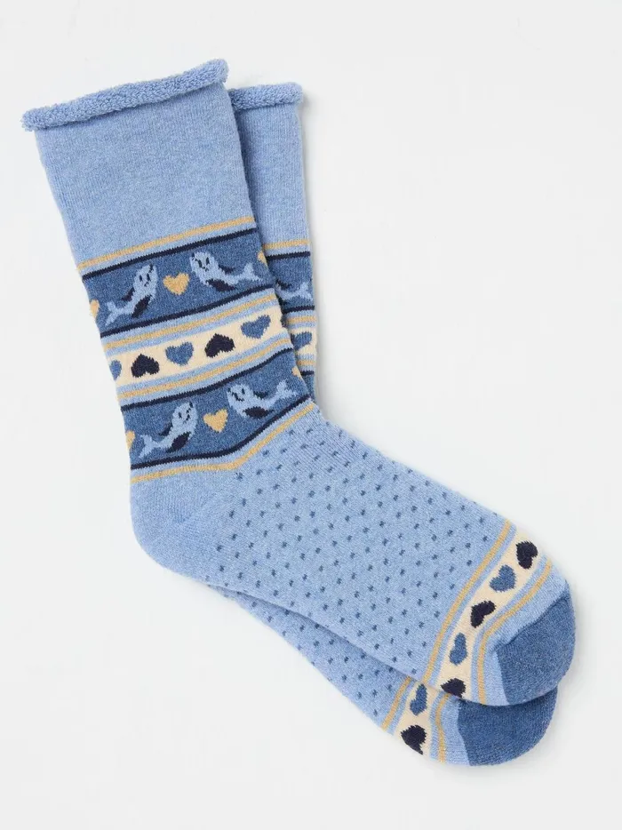 Kids Socks Fat Face Blue Shelter Wilson The Whale Cosy Socks