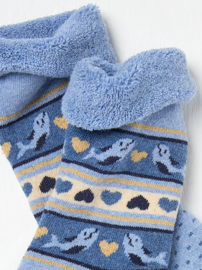 Kids Socks Fat Face Blue Shelter Wilson The Whale Cosy Socks