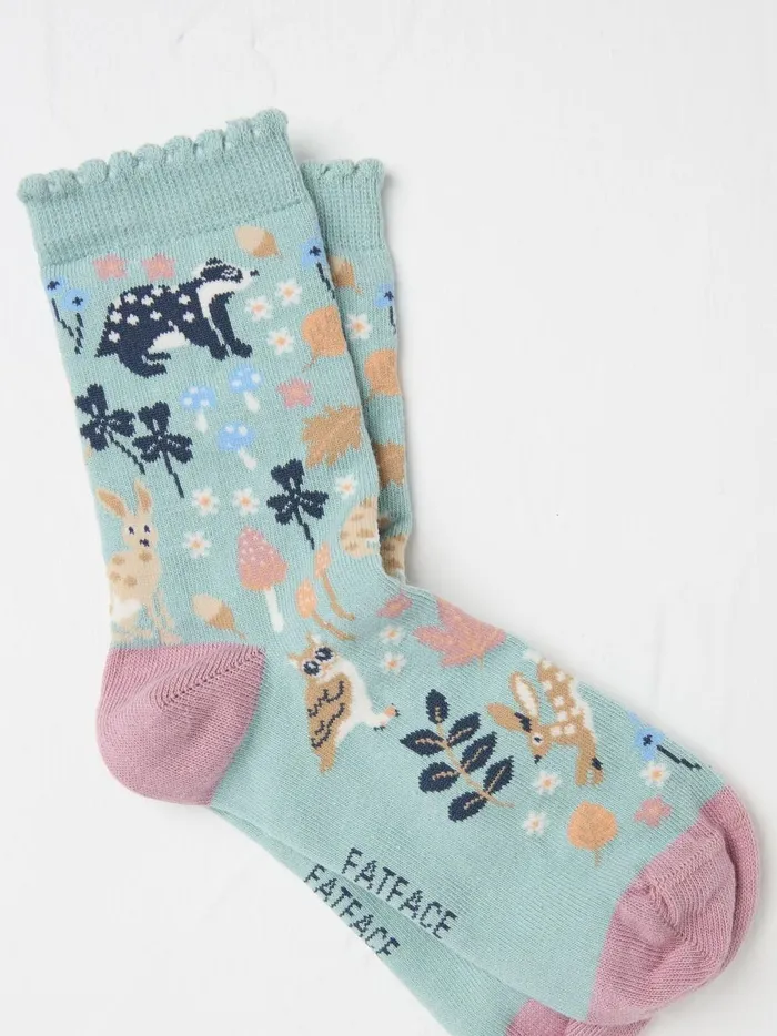 Kids Socks Fat Face Blue Woodland Socks 1 Pack