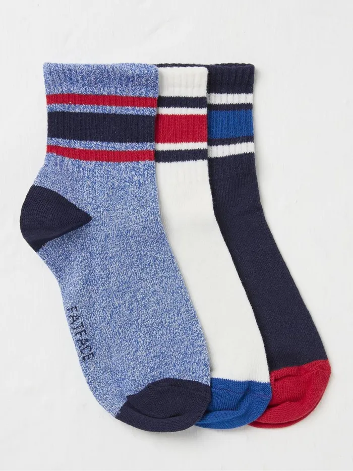 Kids Socks Fat Face Navy Blue Sport Socks 3 Pack