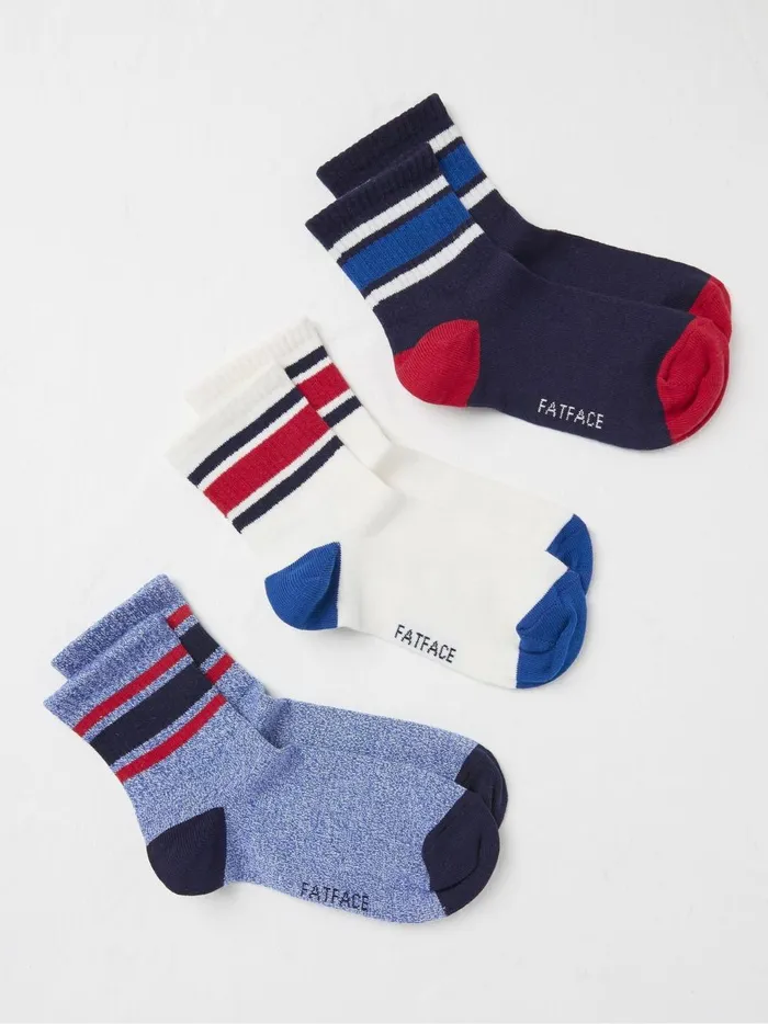 Kids Socks Fat Face Navy Blue Sport Socks 3 Pack