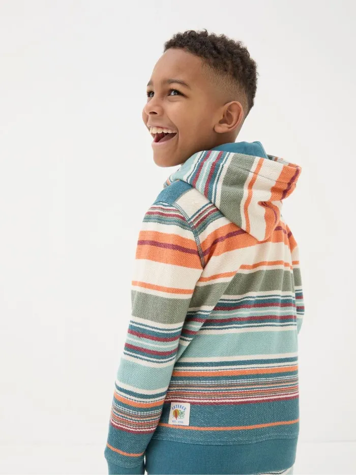 Kids Sweatshirts and Hoodies Fat Face Blue Trescowe Stripe Popover Hoodie